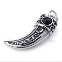 Titanium Gegoten Hoorns Hanger Met Zwarte Zirkonia Voor Heren Met Gratis Ketting