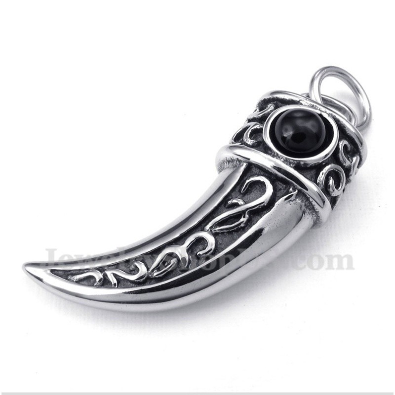 Titanium Gegoten Hoorns Hanger Met Zwarte Zirkonia Voor Heren Met Gratis Ketting