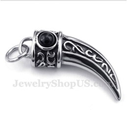 Titanium Gegoten Hoorns Hanger Met Zwarte Zirkonia Voor Heren Met Gratis Ketting