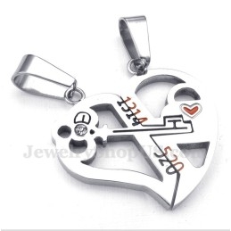 Titanium Hartvormige Hanger Met Slot En Gratis Ketting (Één Paar)
