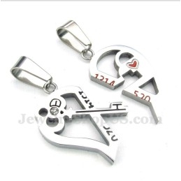 Titanium Hartvormige Hanger Met Slot En Gratis Ketting (Één Paar)