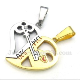 Titanium Hartvormige Hanger Met Slot En Gratis Ketting (Één Paar)