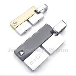 Rechthoekige Titanium Liefdeshanger Voor Koppels Met Gratis Ketting (Één Paar)