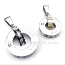 Titanium Diamanten Forever Love Ronde Hanger Voor Koppels Met Gratis Ketting (Één Paar)