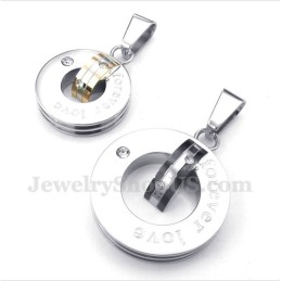 Titanium Diamanten Forever Love Ronde Hanger Voor Koppels Met Gratis Ketting (Één Paar)