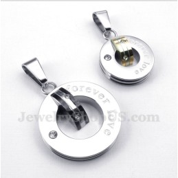 Titanium Diamanten Forever Love Ronde Hanger Voor Koppels Met Gratis Ketting (Één Paar)