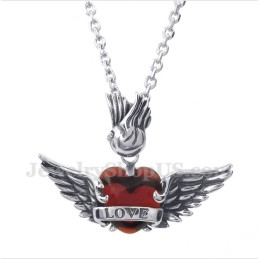 Titanium Love Red Diamond Wings-Hanger Voor Heren Met Gratis Ketting