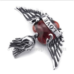 Titanium Love Red Diamond Wings-Hanger Voor Heren Met Gratis Ketting