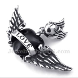 Titanium Love Black Diamond Wings-Hanger Voor Heren Met Gratis Ketting