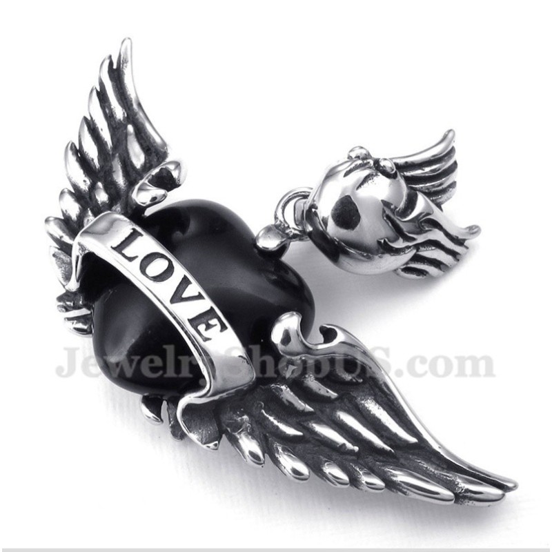 Titanium Love Black Diamond Wings-Hanger Voor Heren Met Gratis Ketting Titanium Love Black Diamond Wings-Hanger Voor Heren Met Gratis Ketting