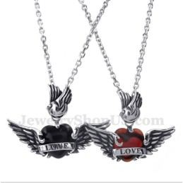 Titanium Love Diamond Wings Hanger Voor Koppels Met Gratis Ketting (Één Paar)