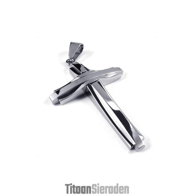 Mode Ripple Cross Titanium Hanger (Zilver) Mode Ripple Cross Titanium Hanger (Zilver)