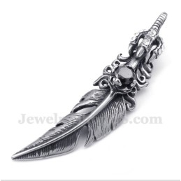 Heren Titanium Zwarte Veer Hanger Met Gratis Ketting