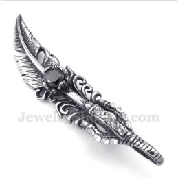 Heren Titanium Zwarte Veer Hanger Met Gratis Ketting