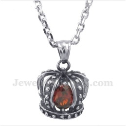 Titanium Rode Kristallen Kroonhanger Voor Heren Met Gratis Ketting