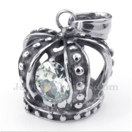 Titanium Witte Kristallen Kroonhanger Voor Heren Met Gratis Ketting