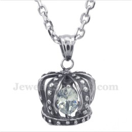 Titanium Witte Kristallen Kroonhanger Voor Heren Met Gratis Ketting