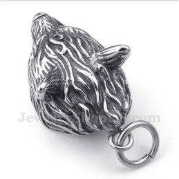Titanium Hanger Met Wolvenkop Voor Heren Met Gratis Ketting