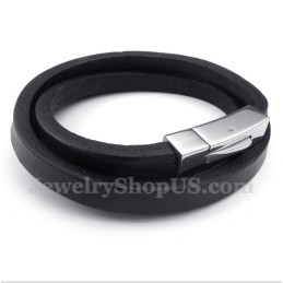 Heren Titanium Leren Armband
