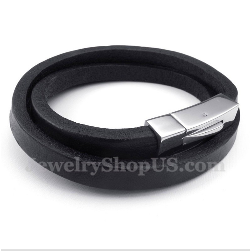 Heren Titanium Leren Armband