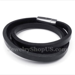 Heren Titanium Leren Armband
