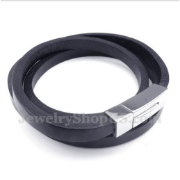Heren Titanium Leren Armband