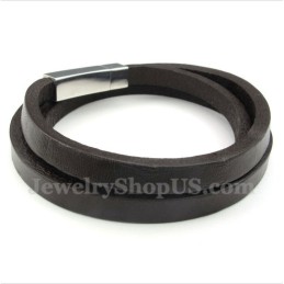 Heren Titanium Leren Armband
