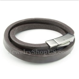 Heren Titanium Leren Armband