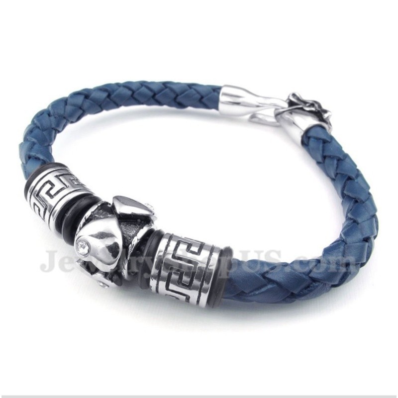 Heren Titanium Leren Armband Heren Titanium Leren Armband
