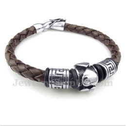 Heren Titanium Leren Armband