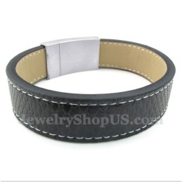 Heren Titanium Leren Armband
