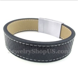 Heren Titanium Leren Armband