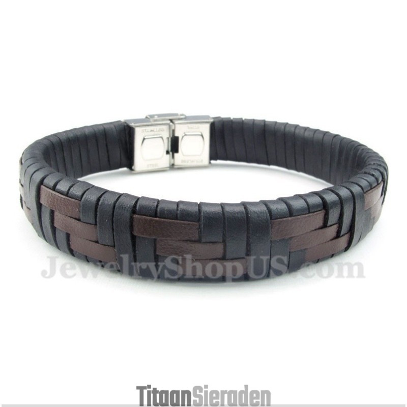 Heren Titanium Leren Armband