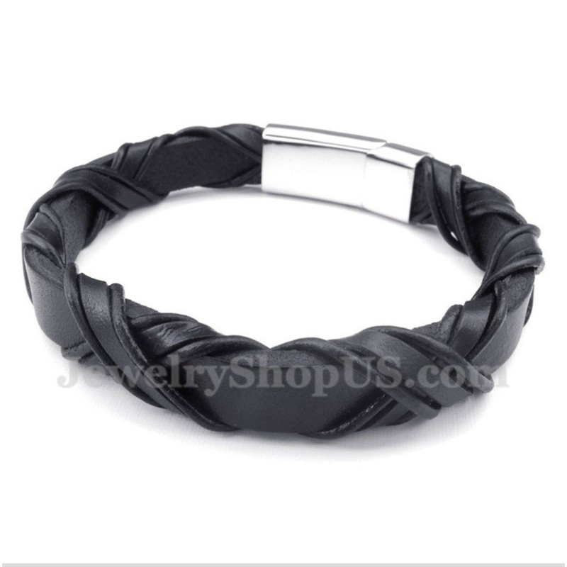 Heren Titanium Leren Armband Heren Titanium Leren Armband