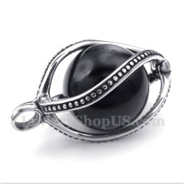 Heren Titanium Zwarte Opaal Hanger Met Gratis Ketting