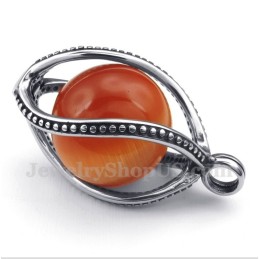 Heren Titanium Rode Opaal Hanger Met Gratis Ketting