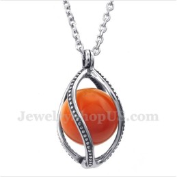 Heren Titanium Rode Opaal Hanger Met Gratis Ketting