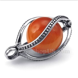 Heren Titanium Rode Opaal Hanger Met Gratis Ketting