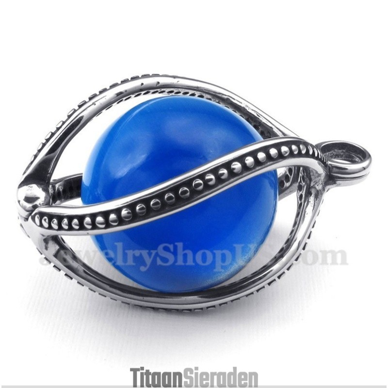 Heren Titanium Blauwe Opaal Hanger Met Gratis Ketting Heren Titanium Blauwe Opaal Hanger Met Gratis Ketting