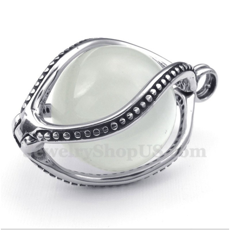 Heren Titanium Witte Opaal Hanger Met Gratis Ketting Heren Titanium Witte Opaal Hanger Met Gratis Ketting
