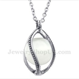 Heren Titanium Witte Opaal Hanger Met Gratis Ketting