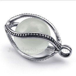 Heren Titanium Witte Opaal Hanger Met Gratis Ketting