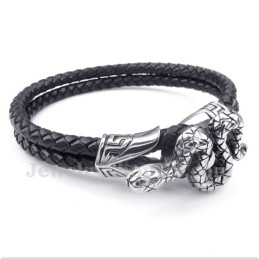 Heren Titanium Leren Armband