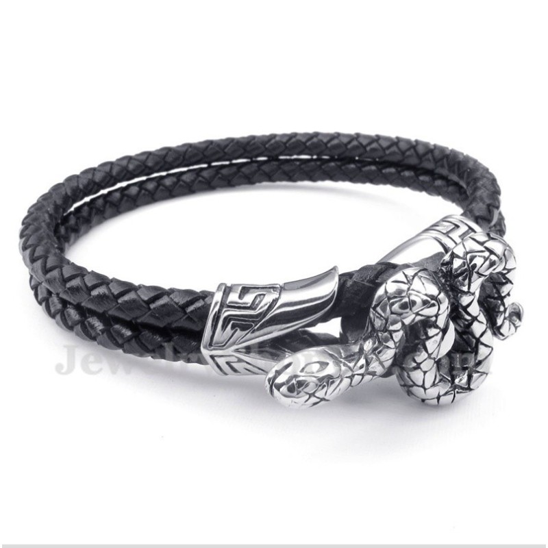 Heren Titanium Leren Armband