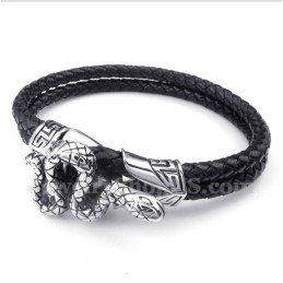 Heren Titanium Leren Armband