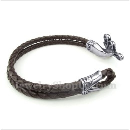 Heren Titanium Leren Armband