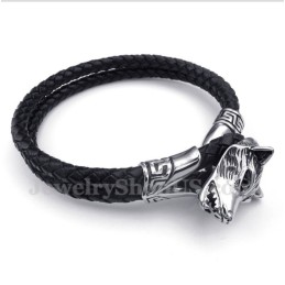 Heren Titanium Leren Armband