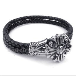 Heren Titanium Leren Armband
