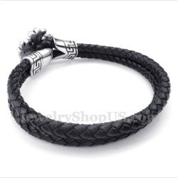 Heren Titanium Leren Armband