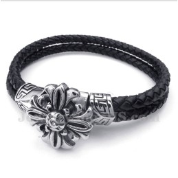 Heren Titanium Leren Armband